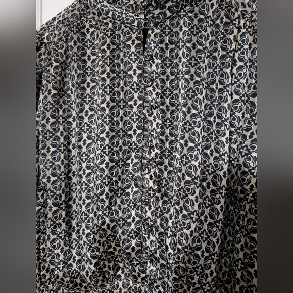 Lost+Wander Mira Black and Cream Button Front Bishop Puff Sleeve Blouson Dress M - Picture 5 of 15